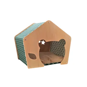 AaPet Dog Wooden House Arabesque Green
