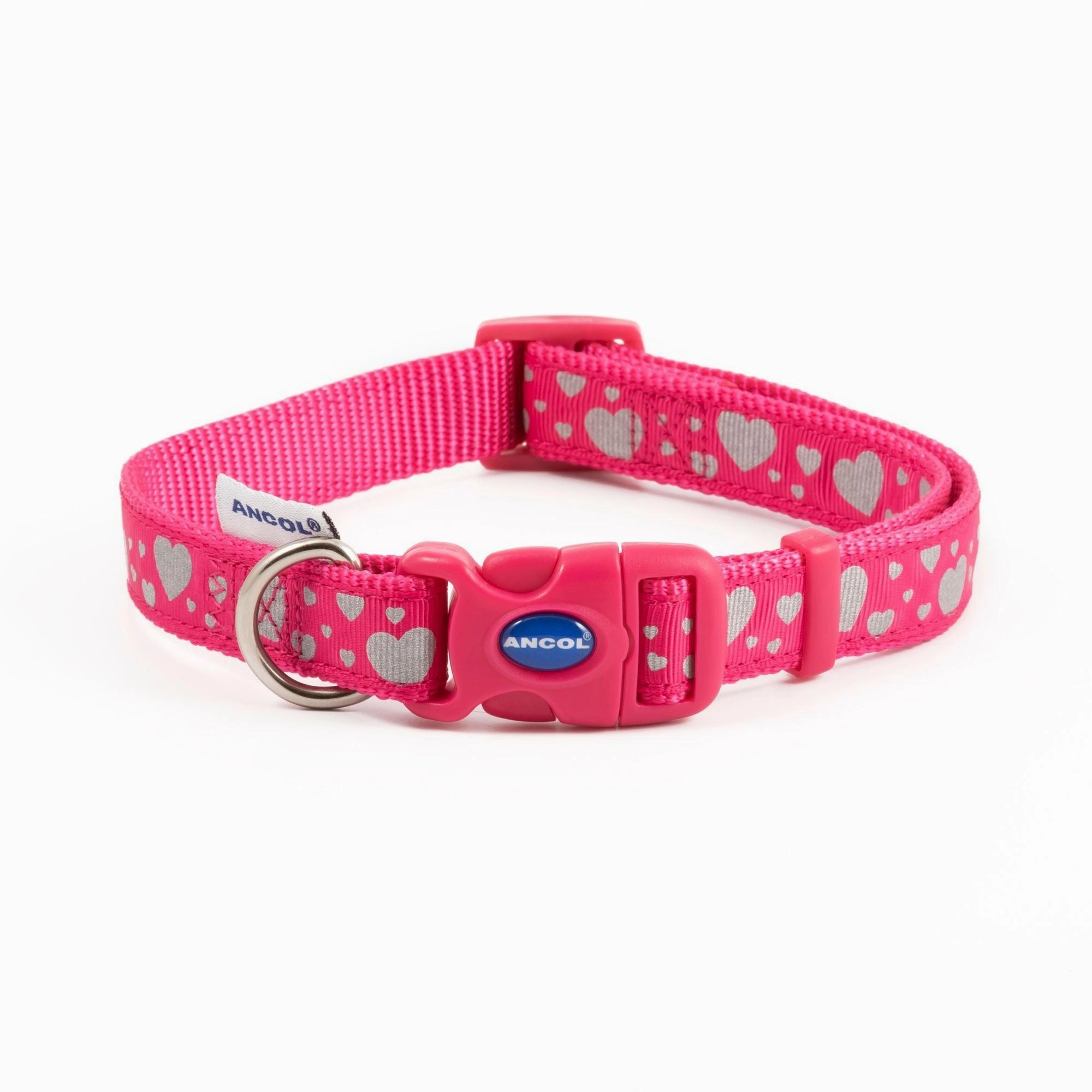 Ancol Hearts Reflective Collar Pink 2-5