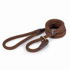 Ancol Luxury Rope Slip Lead Brown, 1.5mx12mm