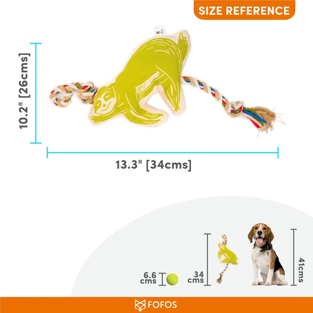 Barkbutler x Fofos Flossy Rope Toy With Sloth for Dogs