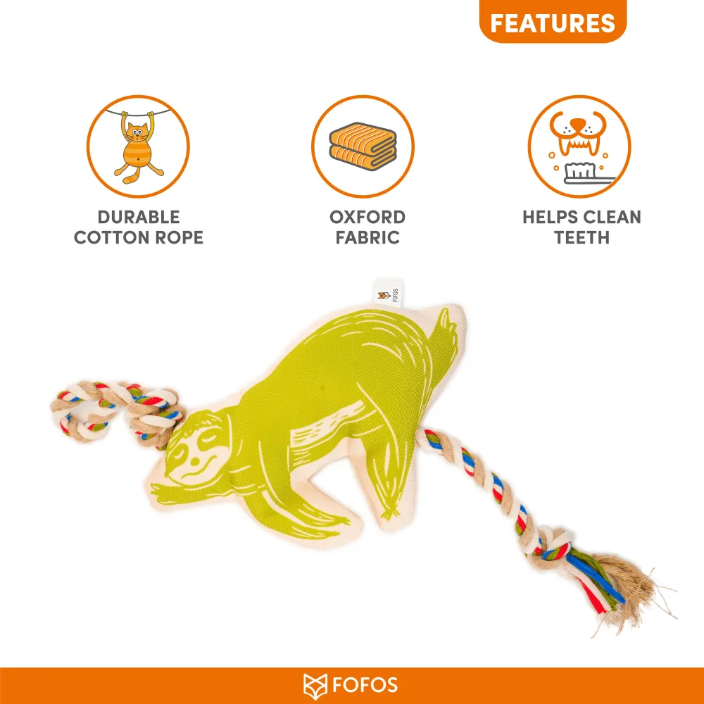 Barkbutler x Fofos Flossy Rope Toy With Sloth for Dogs