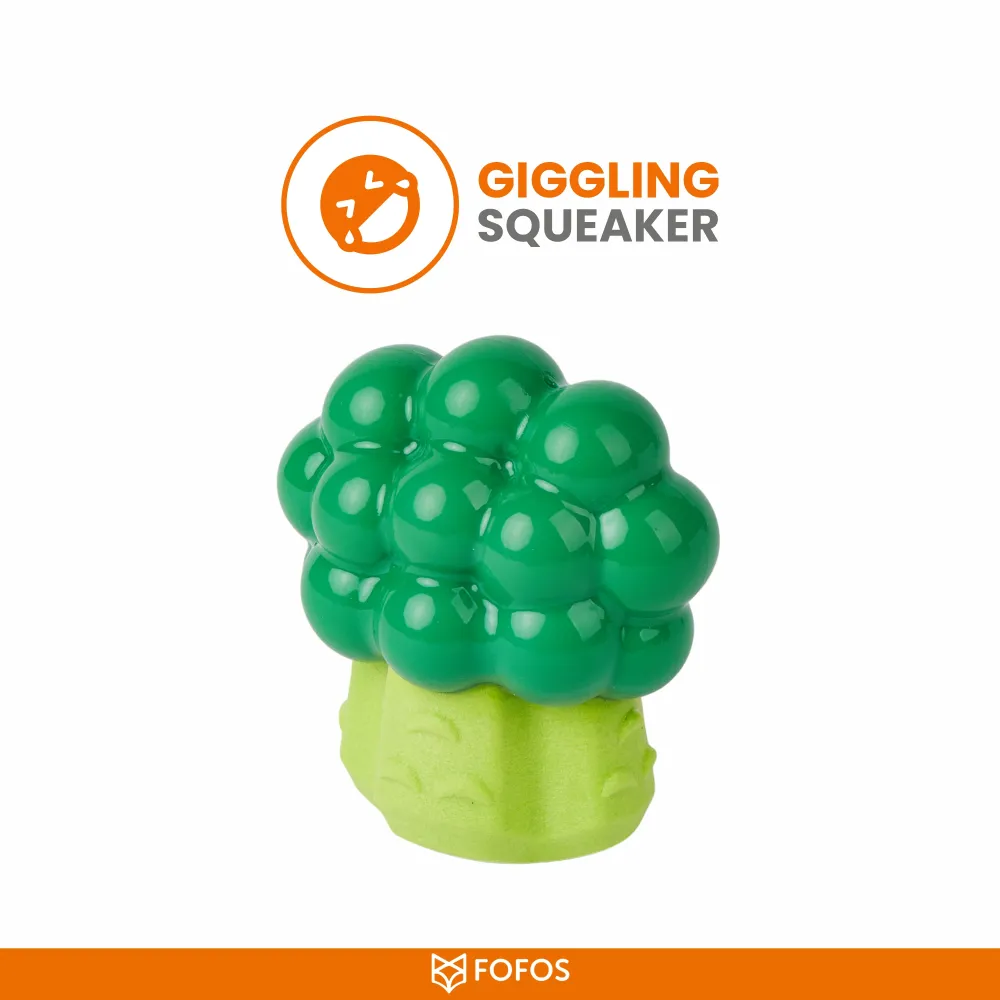 Barkbutler x Fofos Giggling Vegi Bites Broccoli Squeaky Chew Toy for Dogs