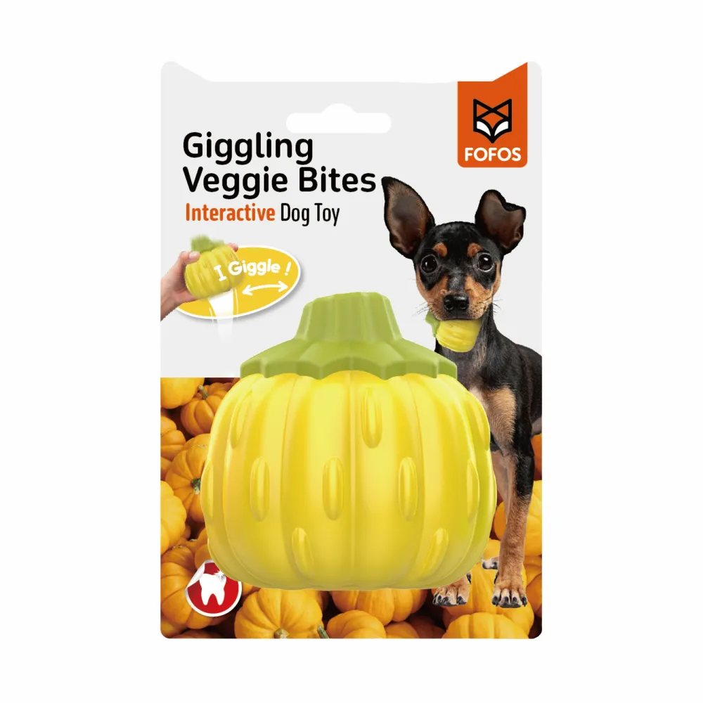Barkbutler x Fofos Giggling Vegi Bites Pumpkin Squeaky Chew Toy for Dogs