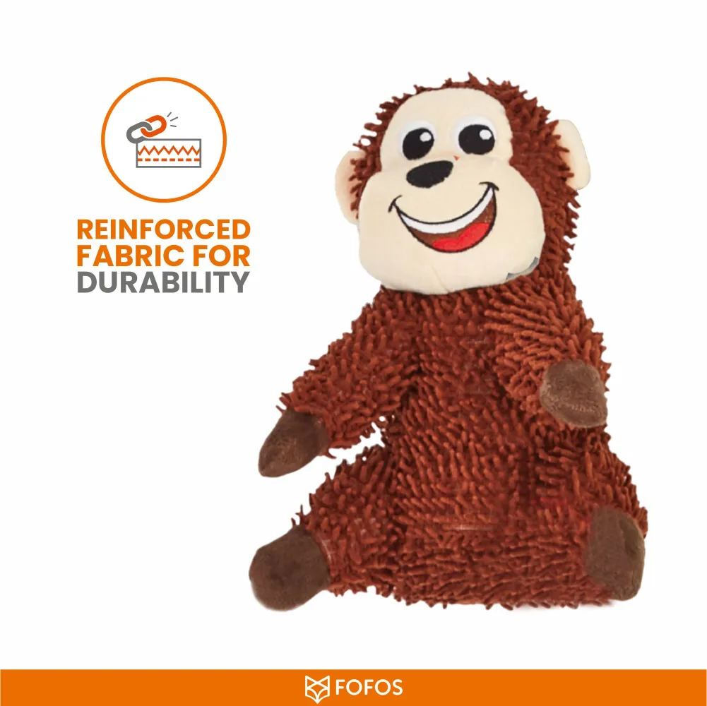 Barkbutler x Fofos Monkey Tough Squeaky Toy for Dogs | For Medium Chewers (Brown)