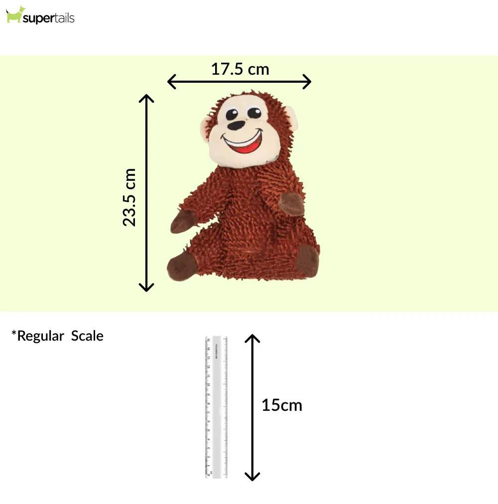 Barkbutler x Fofos Monkey Tough Squeaky Toy for Dogs | For Medium Chewers (Brown)