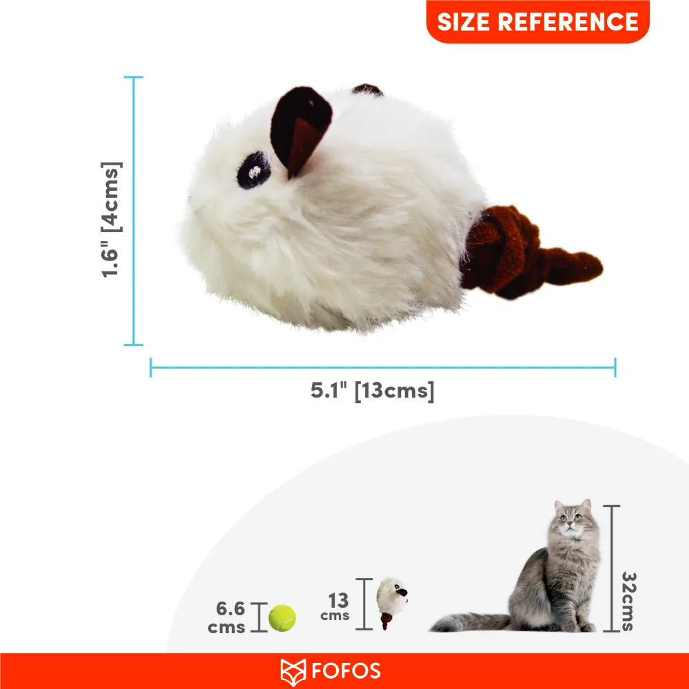 Barkbutler x Fofos Pull String & Sound Chip Mouse Shaped Electronic Toy for Cats (White)