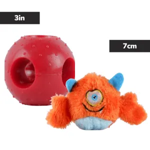 Basil Plush Monster Ball with Squeaker & Drools Rubber Hole Ball Teething Toy Dog Combo