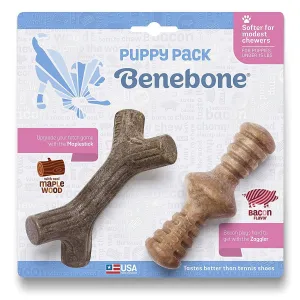 Benebone Puppy 2-Pack Maplestick/Zaggler (Tiny)  Bacon