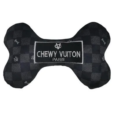 Black Checker V Bone Dog Toy