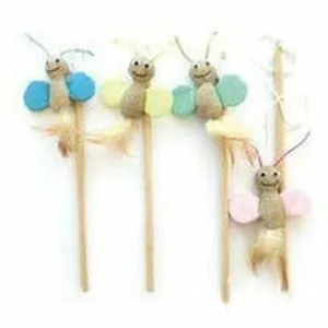 BUTTERFLY CAT WAND - 35 CM YELLOW, GREEN, BLUE, PINK