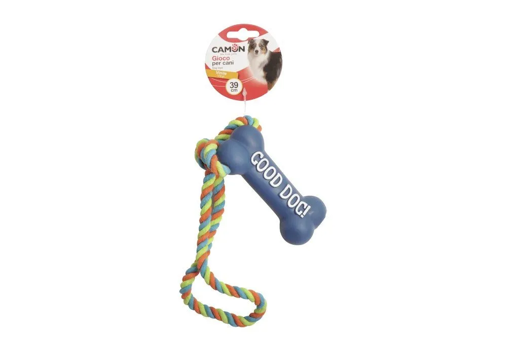 Camon Vinyl Bone with Rope - 39cm