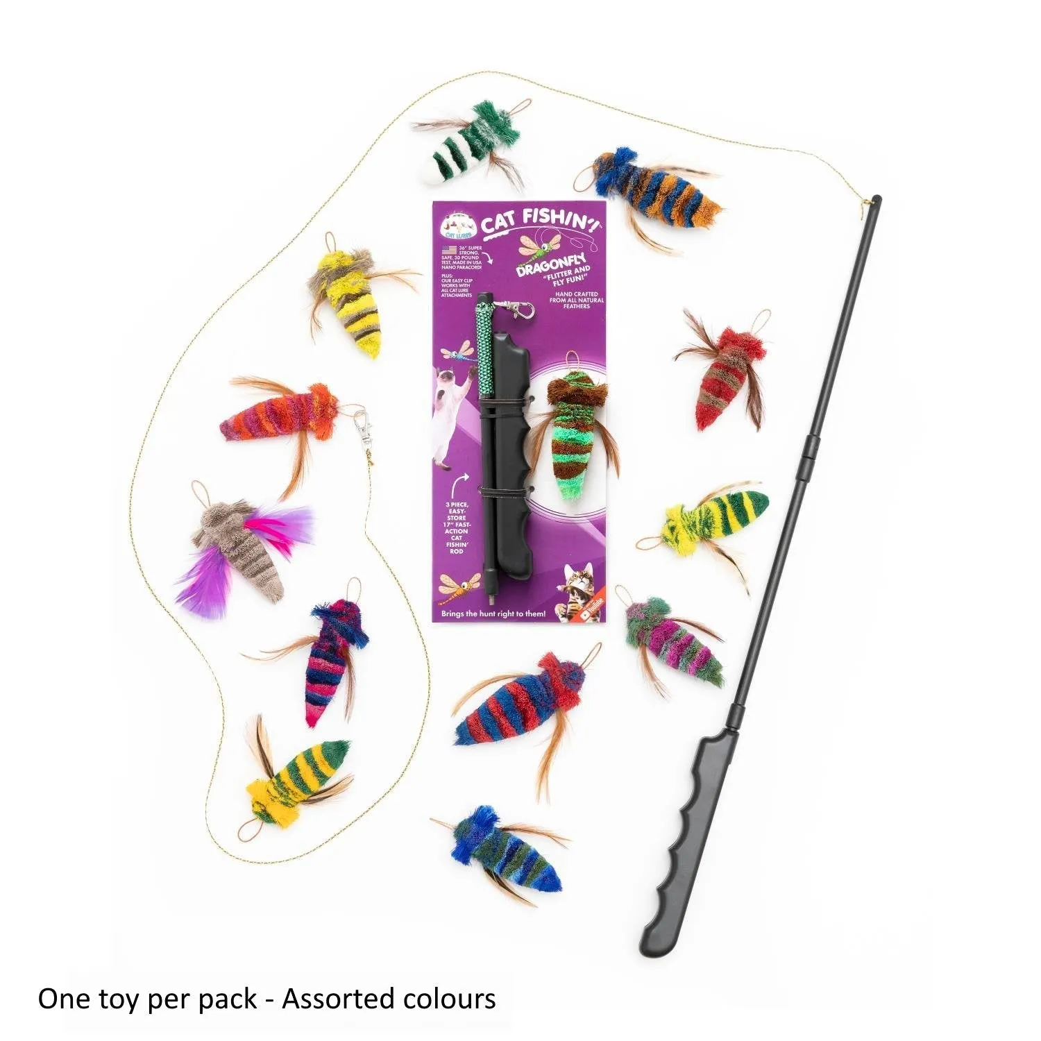 Cat Lures Interactive Teaser Fishin Rod Dragonfly Cat Toy