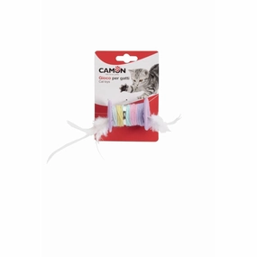 Cat Toy - Coloured Spool With Feathers