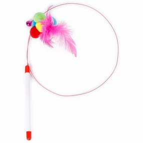 Cat Toys Colored Balls With Feathers 83Cm