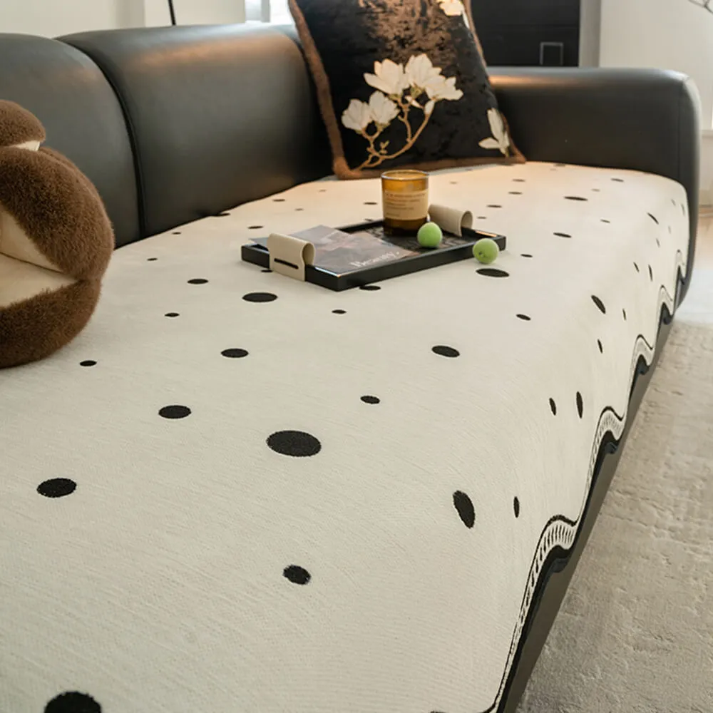 Chenile Fabric Sofa Protector Wavy Edge Non-Slip Couch Cover