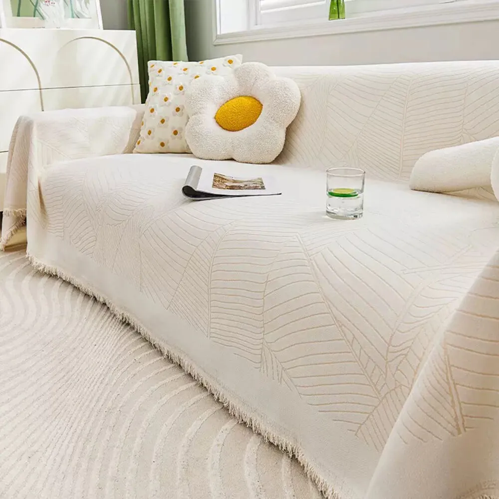Chenille Large Leaf Full Coverage Thickened Anti-Scratch Couch Cover