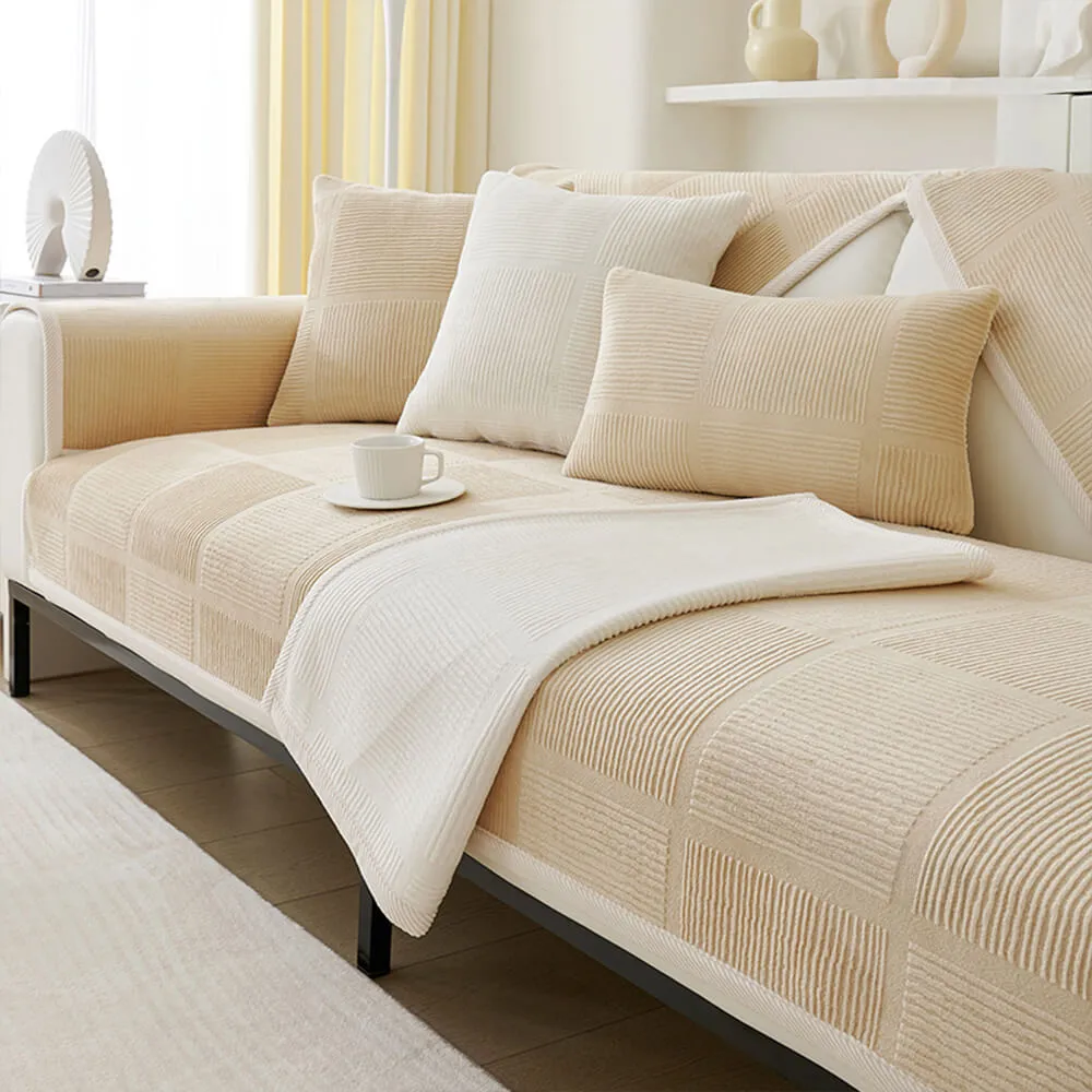 Classic Striped Square Plush Couch Cover