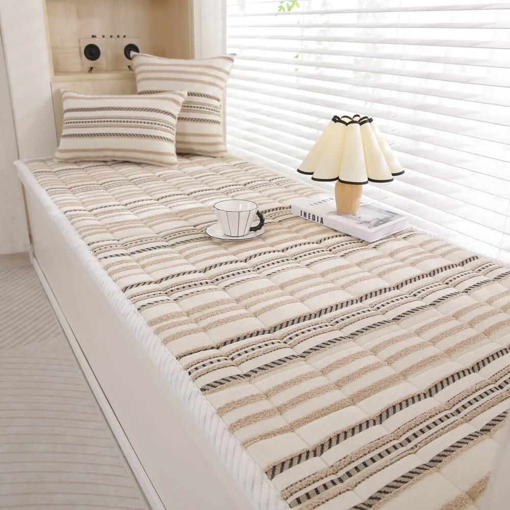 Cozy Chenille Striped Plush Sofa Protector Pet Mat Non-slip Couch Cover