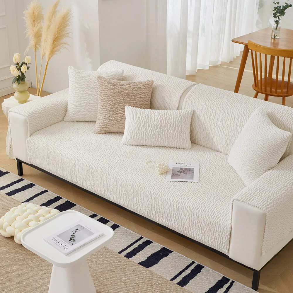Cream Colour Berber Fleece Anti-Scratch Couch Cover