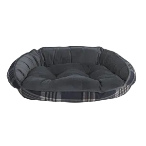 Crescent Bed | Greystone Tartan Plaid Microvelvet