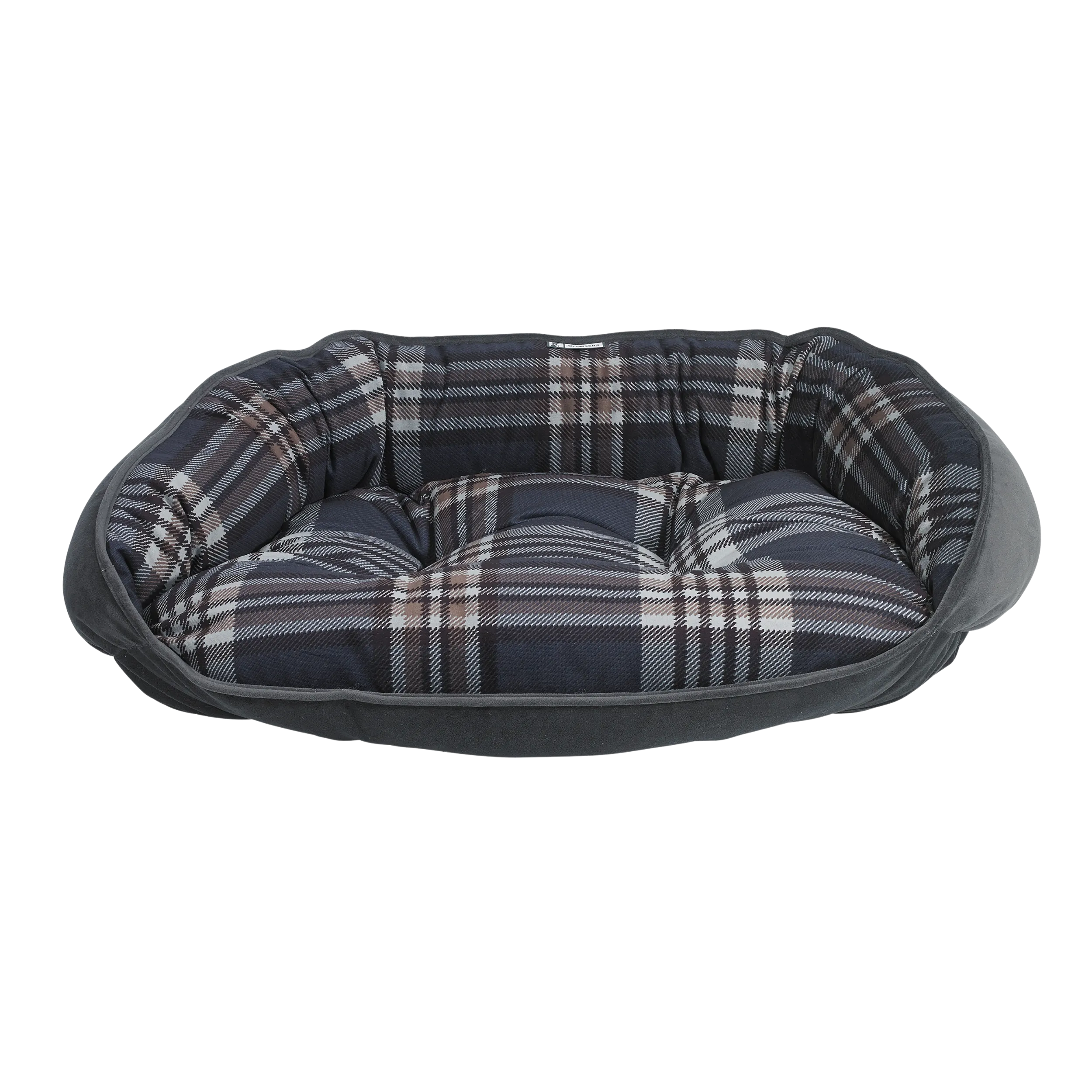 Crescent Bed | Greystone Tartan Plaid Microvelvet
