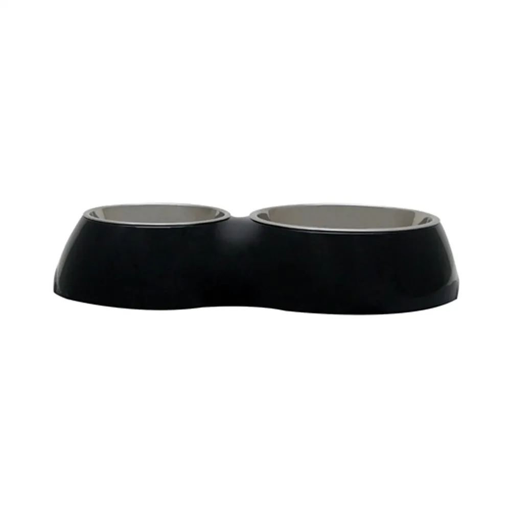 DogIt Double Diner with Stainless Steel Insert Black
