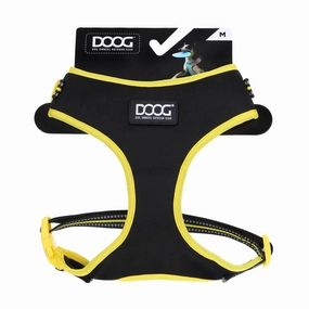 DOOG Neoflex Neoprene Bolt Neon Black and Yellow Dog Harness Medium