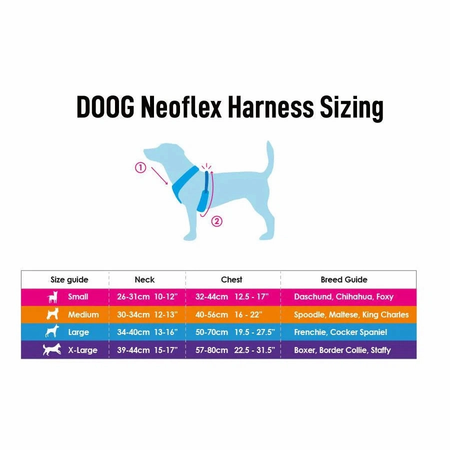 DOOG Neoflex Neoprene Bolt Neon Black and Yellow Dog Harness Medium