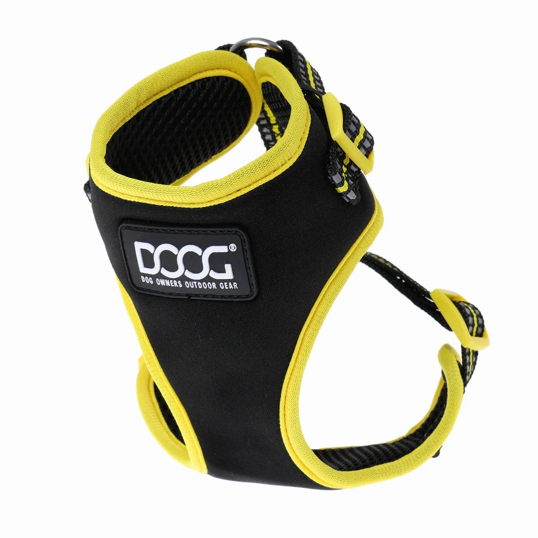 DOOG Neoflex Neoprene Bolt Neon Black and Yellow Dog Harness Medium