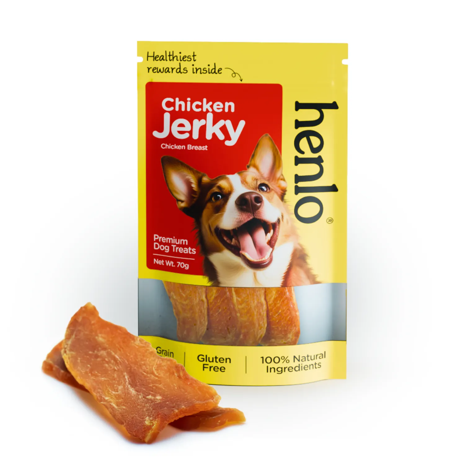 Drools Non-Toxic Rubber Hole Ball Toy & Henlo Chicken Jerky Treats | High-Protein, Guilt-Free Dog Combo