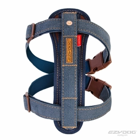 EzyDog Chestplate Dog Harness Denim Large ($)($)
