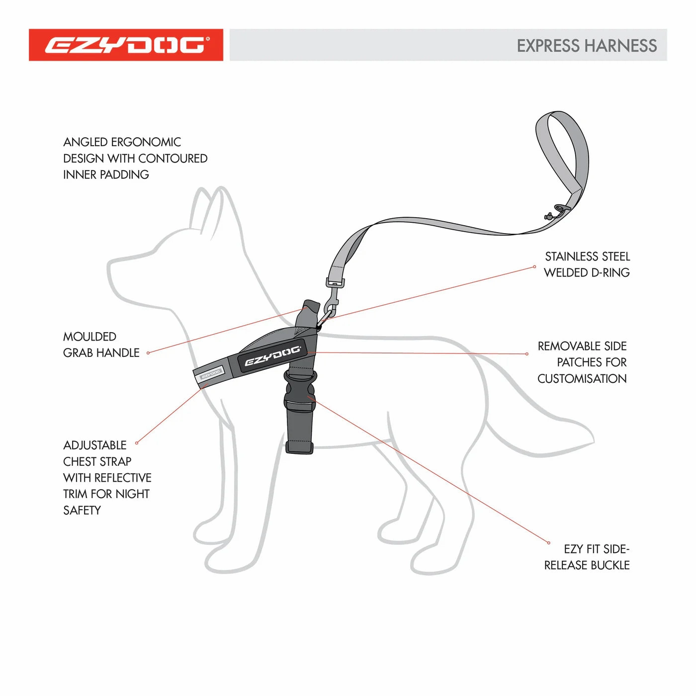 EzyDog Express Red Dog Harness Extra Extra Small ($)($)
