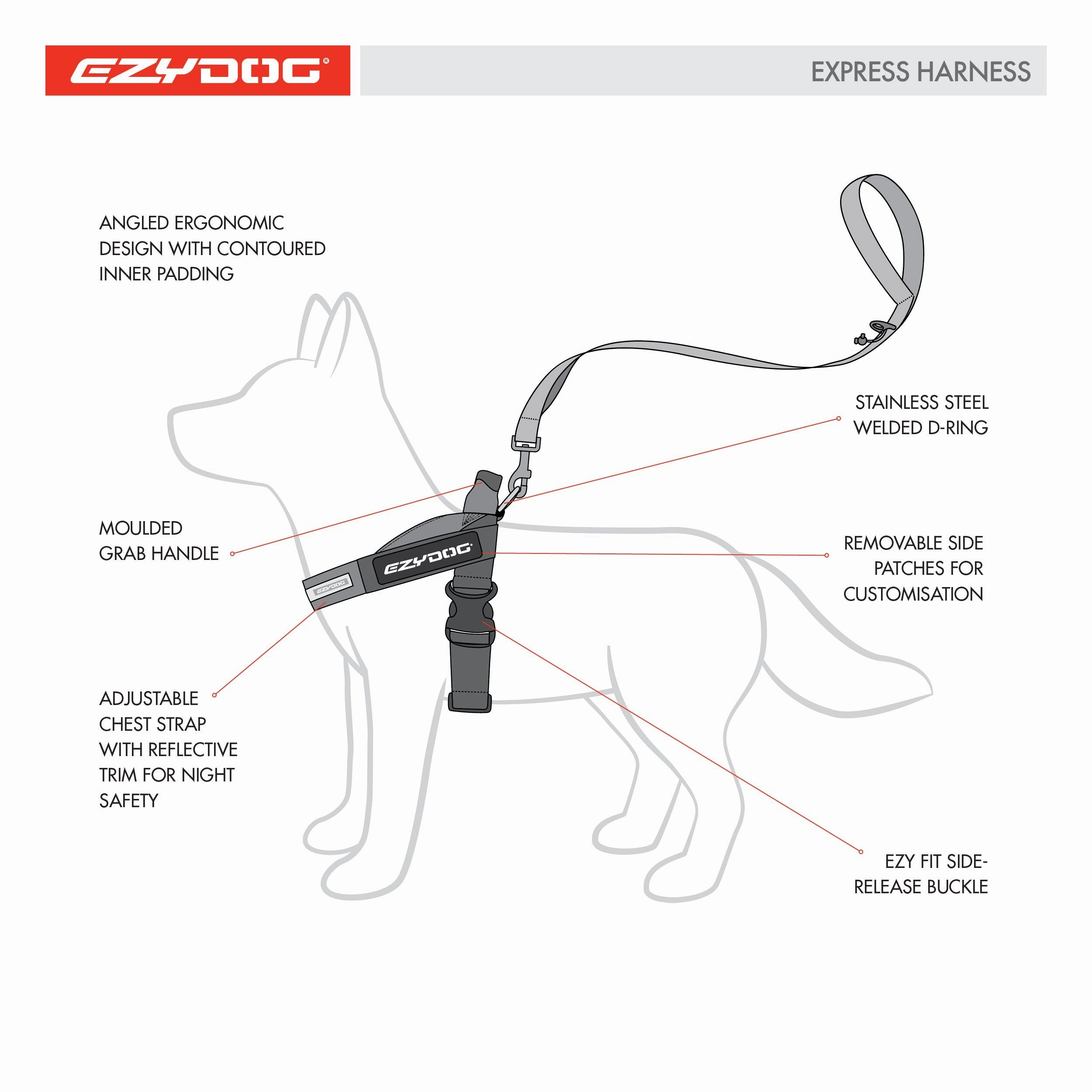 EzyDog Express Red Dog Harness Small ($)($)