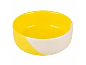 Feeding bowl Stone grace 600ml - 14,5x14,5x5,5cm yellow/white