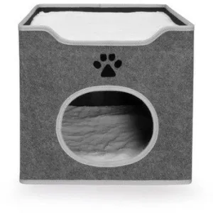 Felt Cat Bed (Polyester) - Cube - Removable Cushions - 40X40X36Cm
