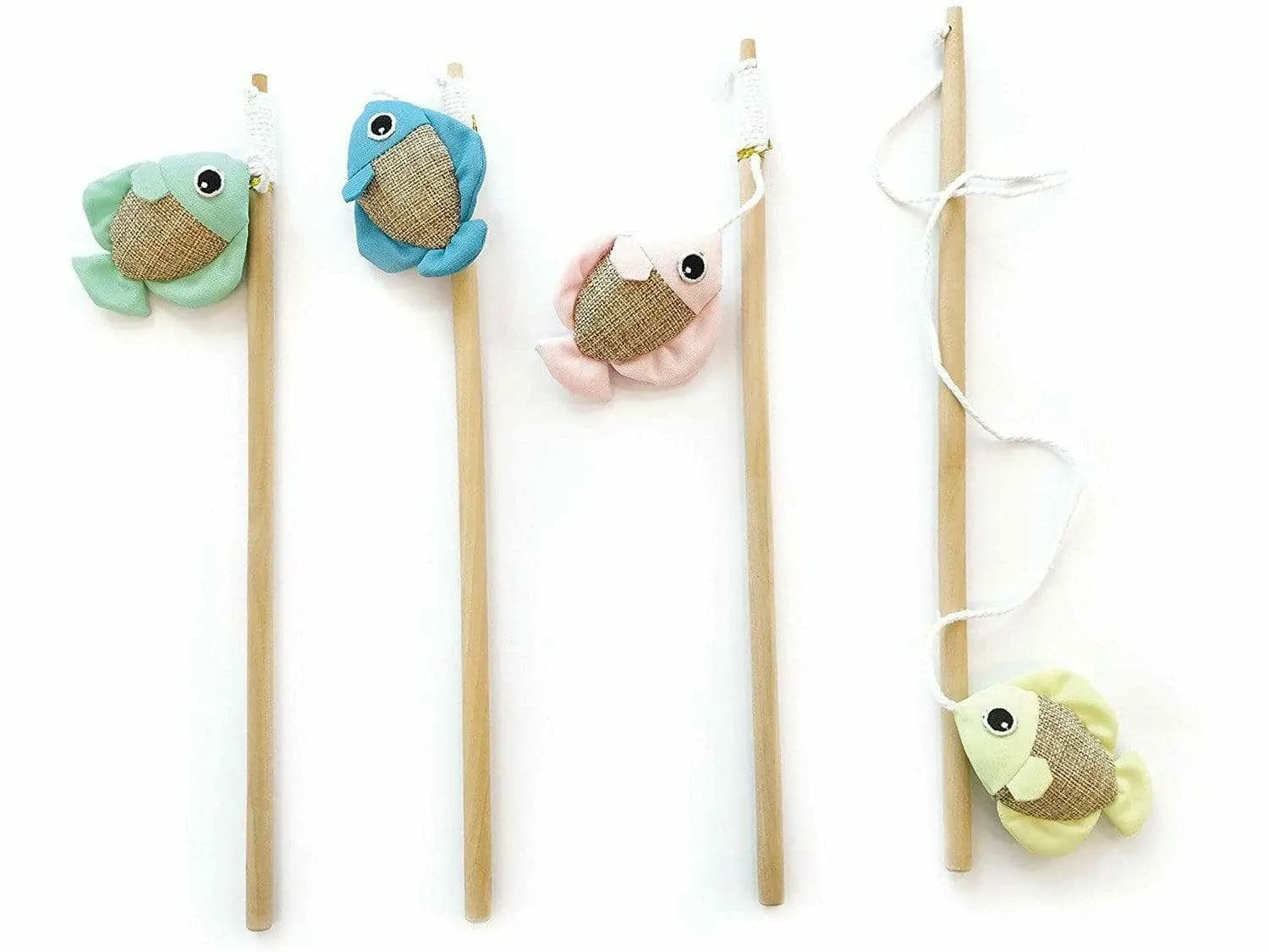 FISH CAT WAND - 35 CM YELLOW, GREEN, BLUE, PINK