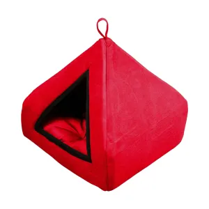 Fluffy's Pawsome Soft Velvet Premium Fabric Bed for Dogs and Cats (Red)