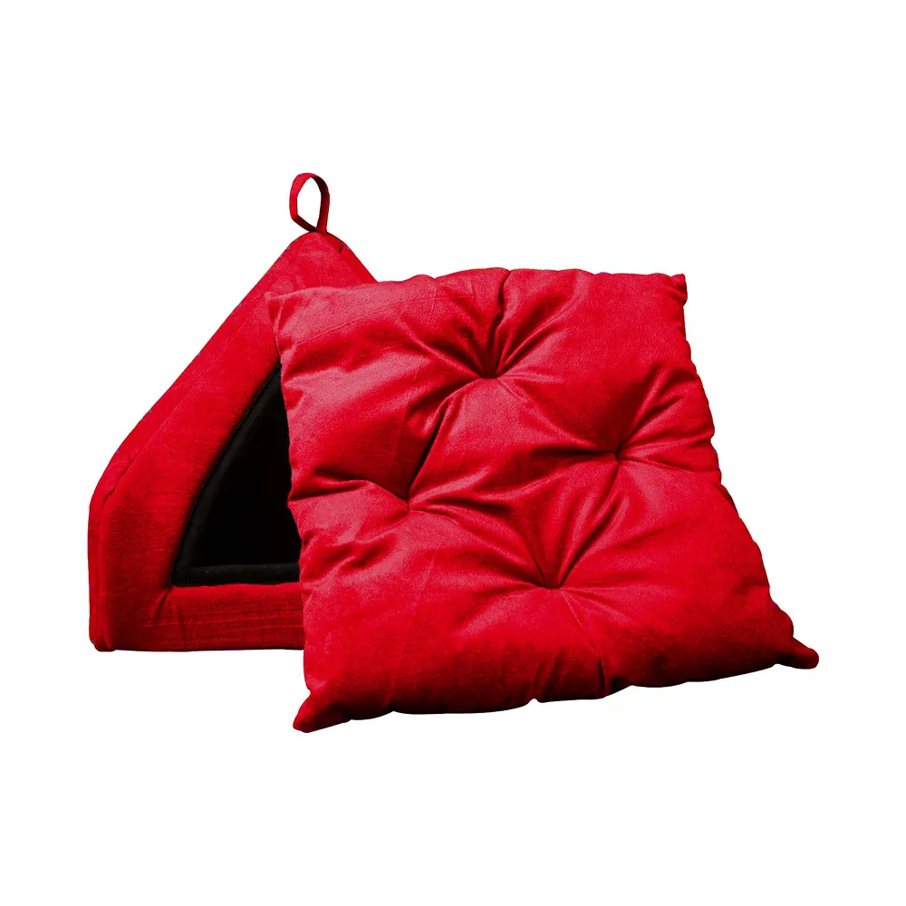 Fluffy's Pawsome Soft Velvet Premium Fabric Bed for Dogs and Cats (Red)