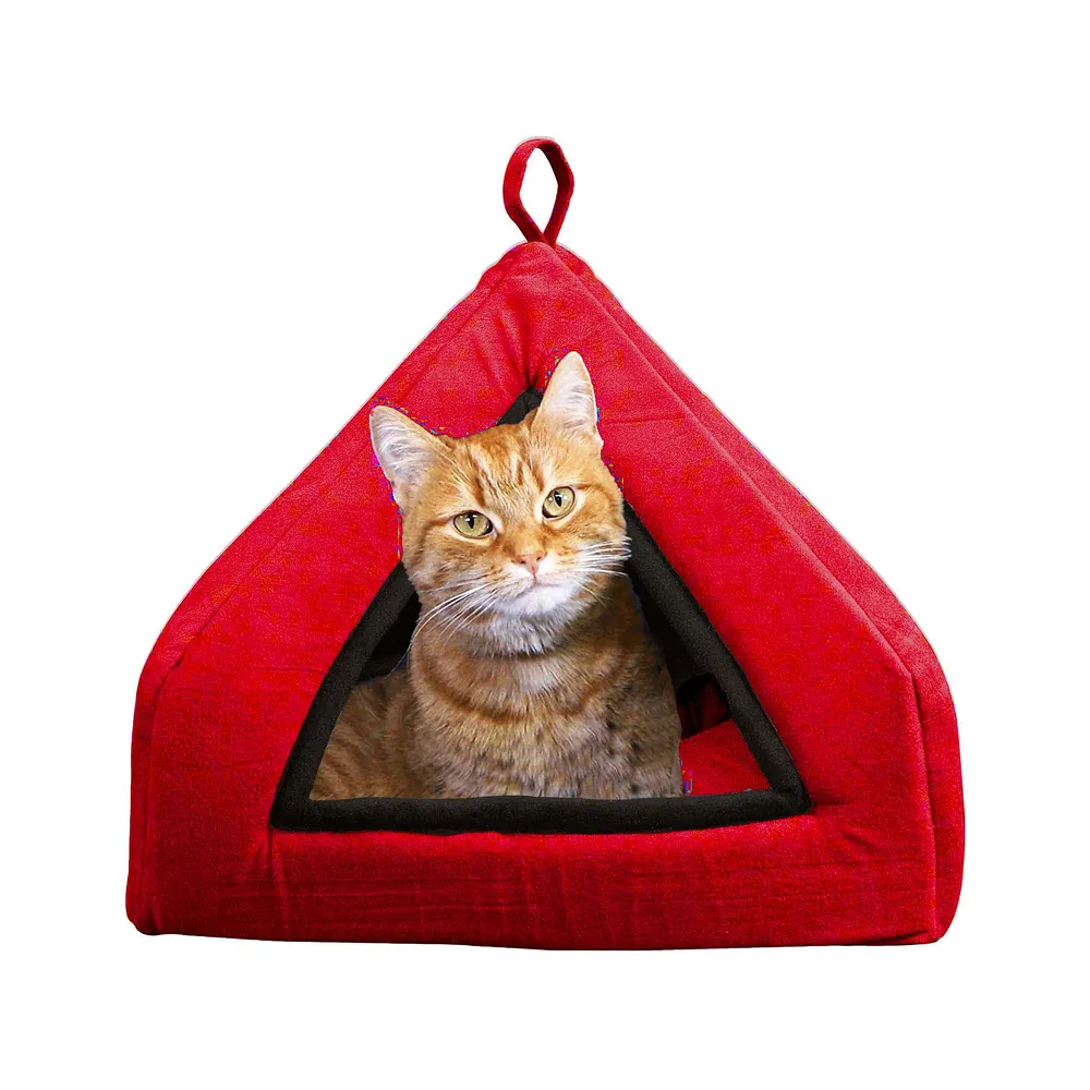 Fluffy's Pawsome Soft Velvet Premium Fabric Bed for Dogs and Cats (Red)