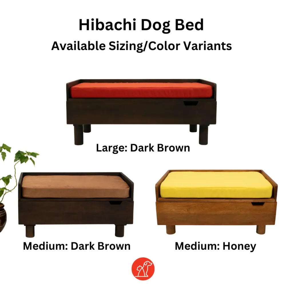FurryLiving Hibachi Bed with Storage for Dogs (Dark Brown/Brown Cushion)