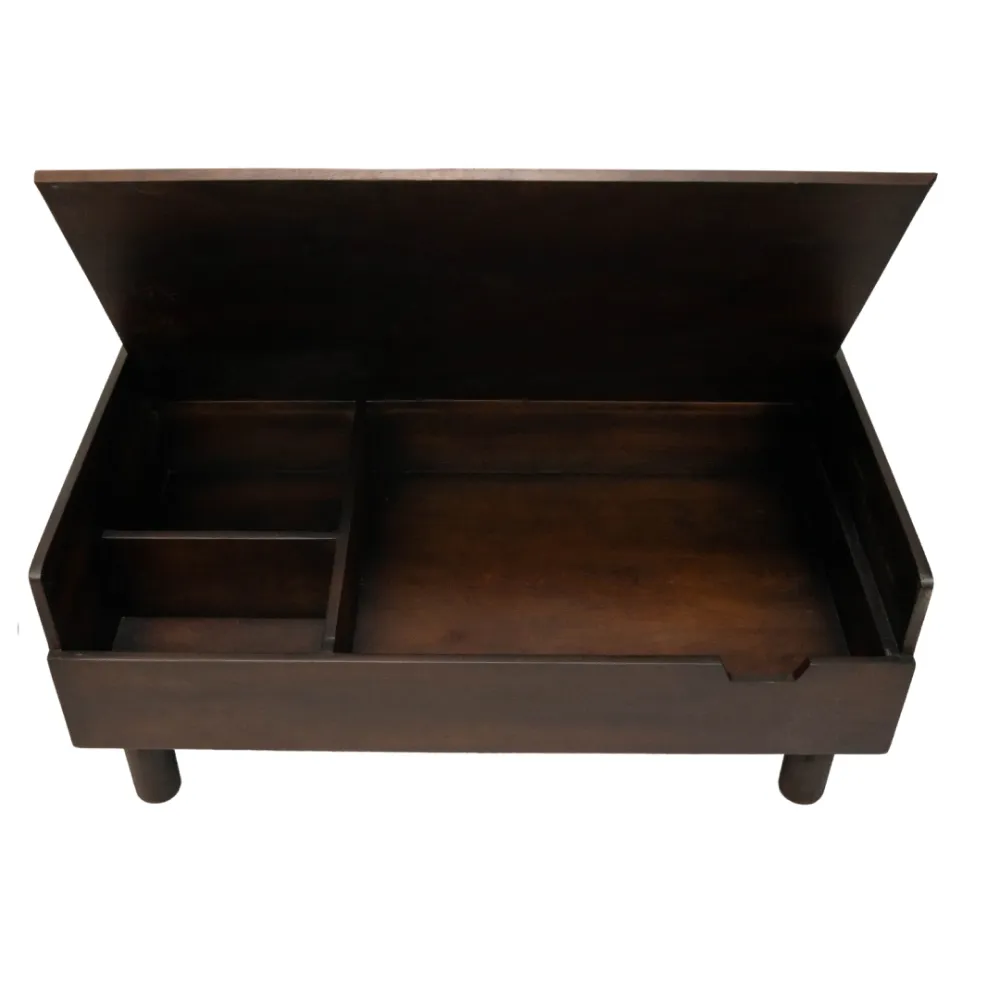 FurryLiving Hibachi Bed with Storage for Dogs (Dark Brown/Brown Cushion)