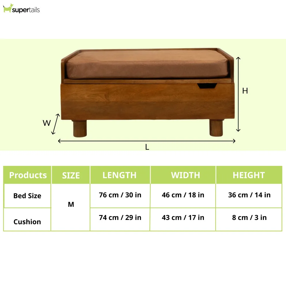 FurryLiving Hibachi Honey Bed with Storage for Dogs (Honey/Brown Cushion)