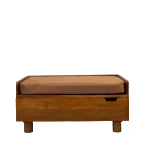 FurryLiving Hibachi Honey Bed with Storage for Dogs (Honey/Brown Cushion)