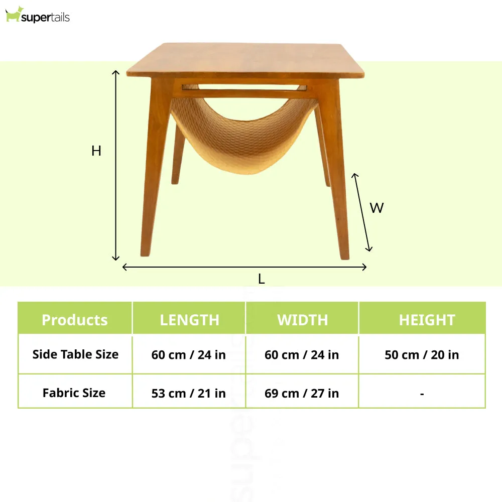 FurryLiving Lola Side Table with Perch Fabric for Cats (Honey/Yellow)