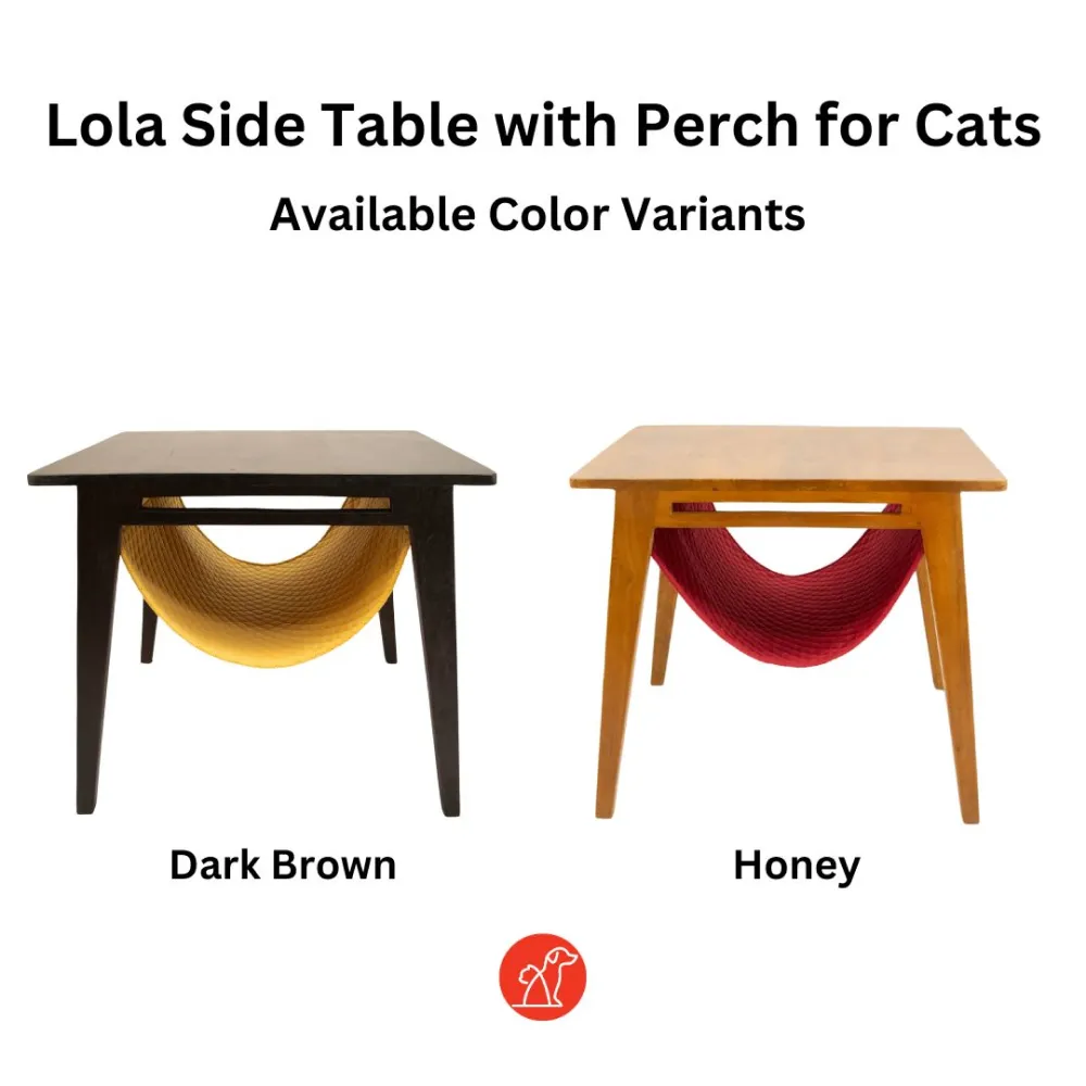 FurryLiving Lola Side Table with Perch Fabric for Cats (Honey/Yellow)
