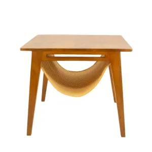 FurryLiving Lola Side Table with Perch Fabric for Cats (Honey/Yellow)