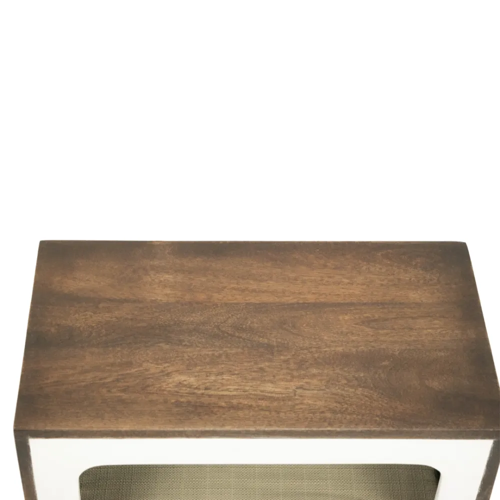 FurryLiving Telly Side Table with Cushion for Small Dogs and Cats (Dark Brown/Yellow Cushion)