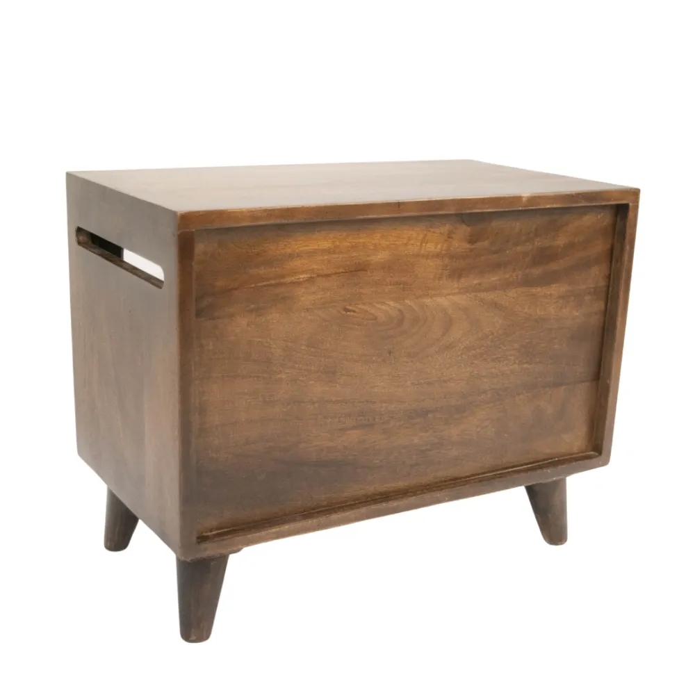FurryLiving Telly Side Table with Cushion for Small Dogs and Cats (Dark Brown/Yellow Cushion)
