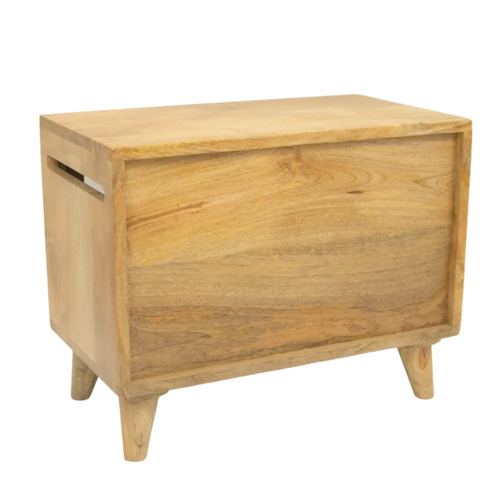 FurryLiving Telly Side Table with Cushion for Small Dogs and Cats (Oak/Red Cushion)