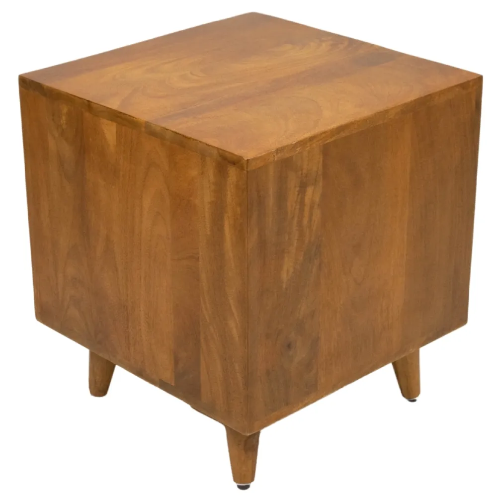 FurryLiving Wally Side Table with Cushion for Small Dogs and Cats (Honey/Red Cushion)